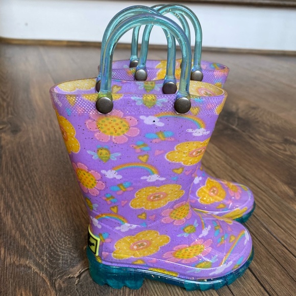 Western Chief Light Up Purple Rubber Rain Boots - Picture 6 of 8